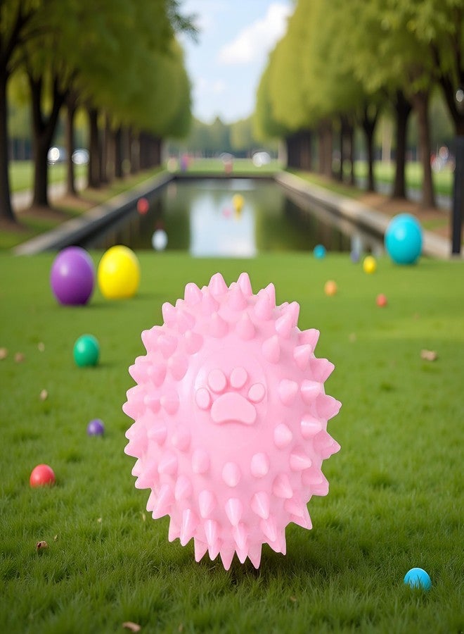 Bwexxt Pink Dogs Spiky Ball No Squeak Chew Long Lasting Dog Balls for Aggressive Chewers Puppy Teething Training Dogs Spiky Rubber Ball Easy to Throw for Aggressive Heavy Chewers - Image 2